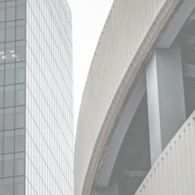 Curved glass building facade
