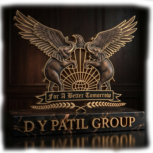 D Y Patil Group commemorative gold emblem